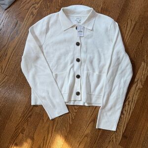 J crew white button up cardigan/jacket
